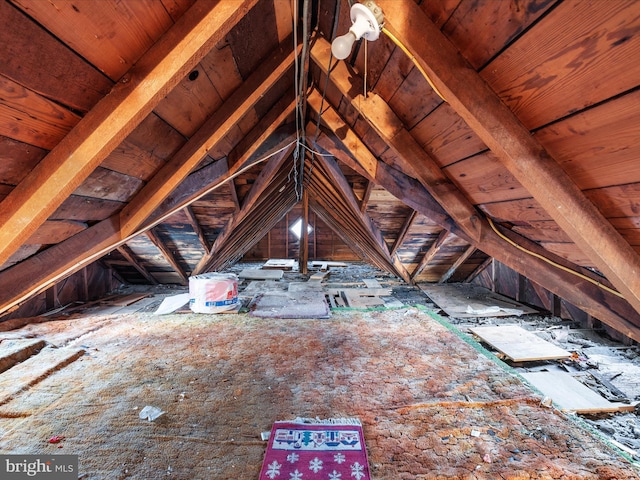 view of unfinished attic