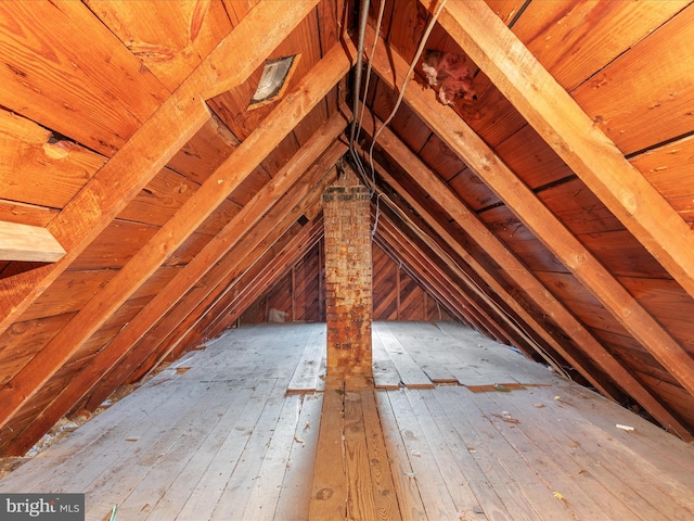 view of unfinished attic