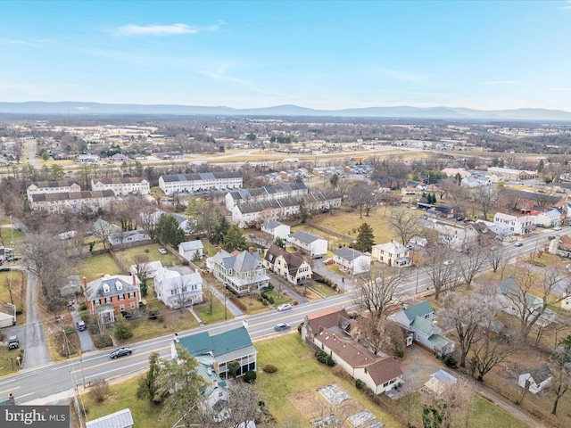 drone / aerial view with a mountain view