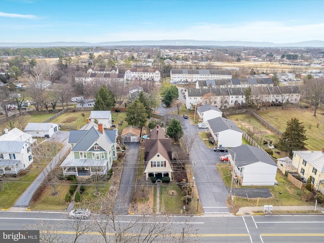 bird's eye view with a mountain view