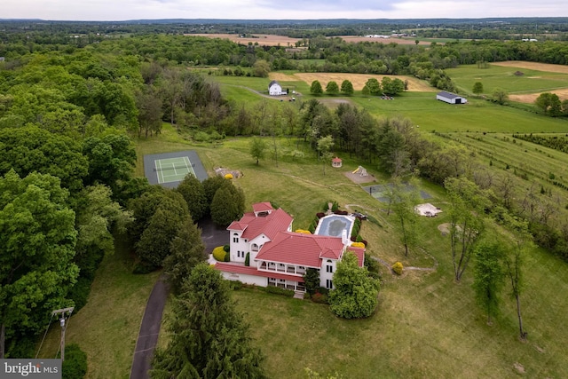 drone / aerial view featuring a rural view