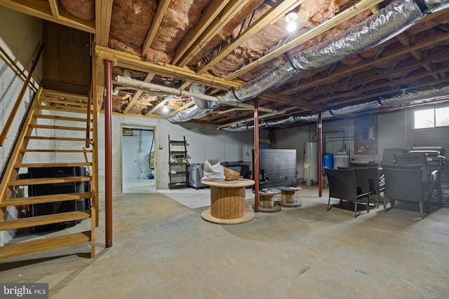 basement with water heater