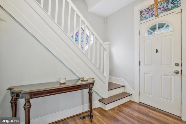 entrance foyer featuring plenty of natural light and wood-type flooring