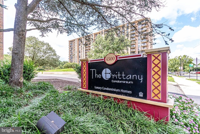 view of community sign