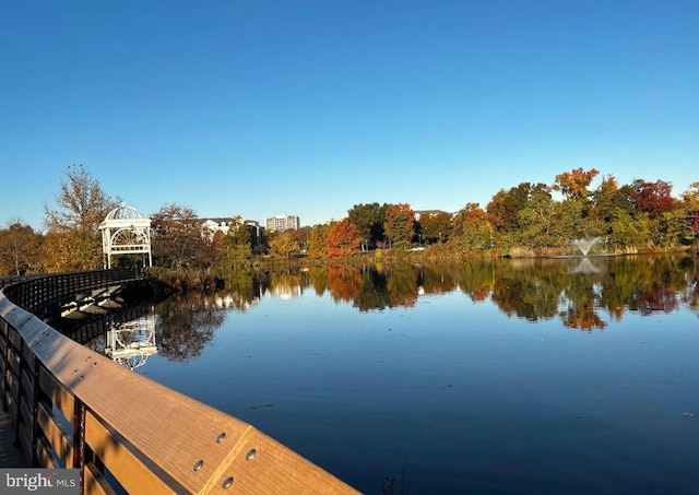 dock area featuring a water view