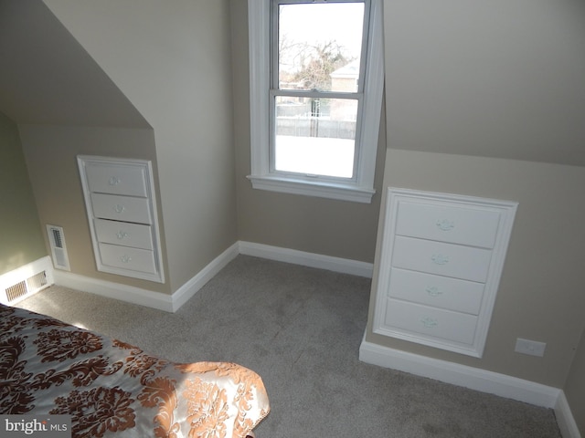 bonus room with carpet floors and lofted ceiling