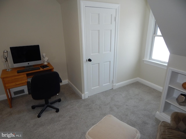 office featuring light carpet