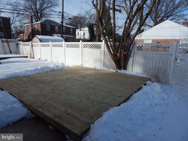 view of yard covered in snow