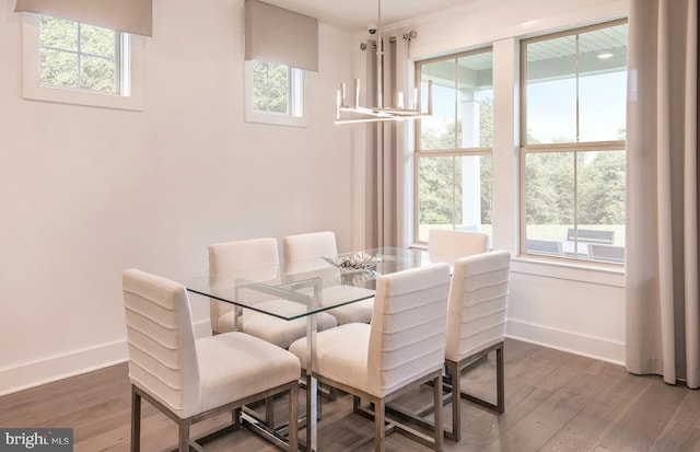 dining room featuring a wealth of natural light and wood-type flooring