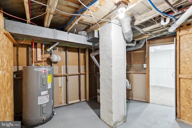 basement with water heater