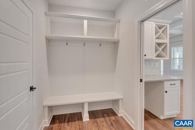 mudroom featuring light wood-type flooring