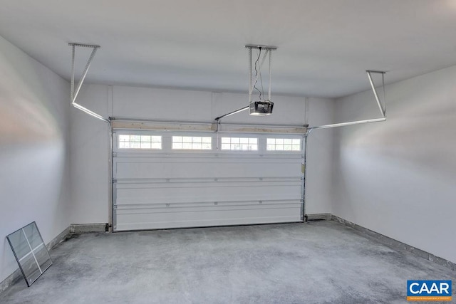 garage with a garage door opener