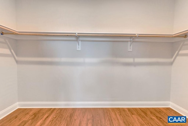 walk in closet featuring light hardwood / wood-style flooring