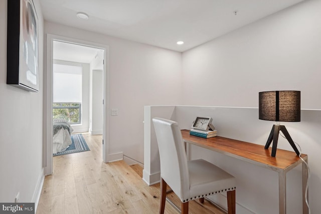 office space featuring light hardwood / wood-style flooring