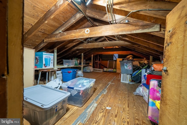 view of unfinished attic