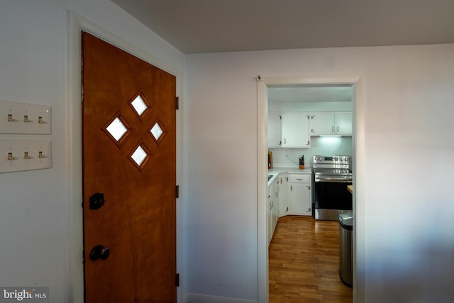 entrance foyer with light hardwood / wood-style flooring