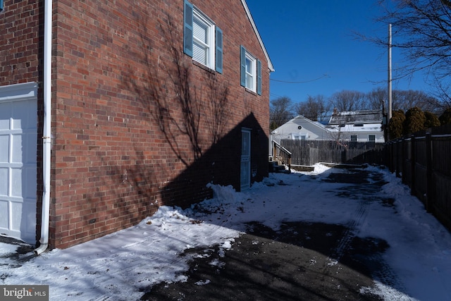 view of snowy exterior