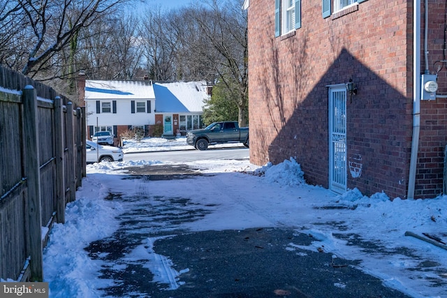 view of yard covered in snow