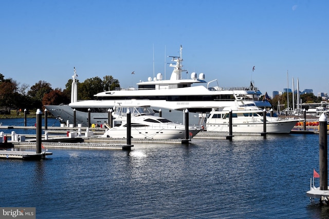 view of dock featuring a water view