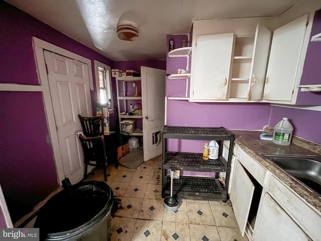 kitchen with white cabinets and sink