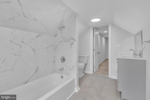 full bathroom featuring tile patterned flooring, vanity, shower / bathtub combination, and toilet