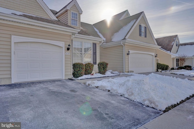 view of front of home with a garage