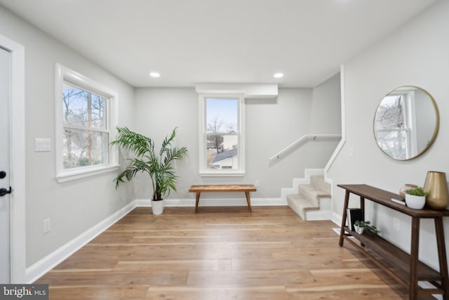 interior space with light hardwood / wood-style floors