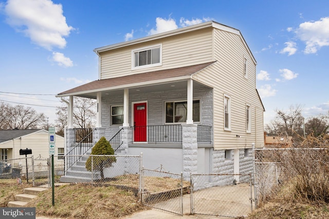 view of front of house with covered porch