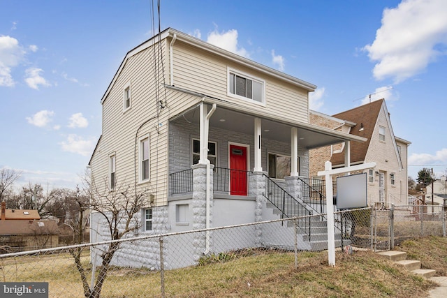 view of front facade featuring covered porch