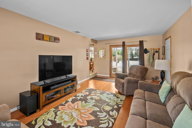 living room featuring light hardwood / wood-style flooring