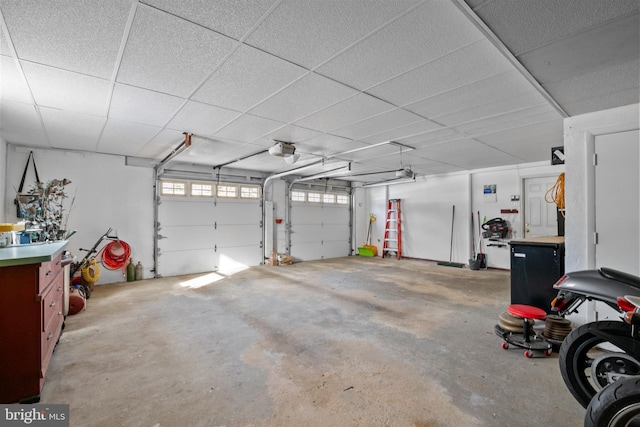 garage with a garage door opener