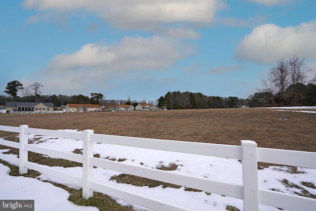 view of yard covered in snow