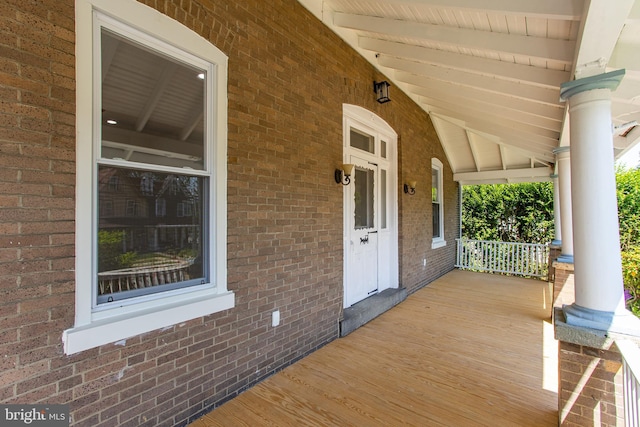 wooden deck with covered porch