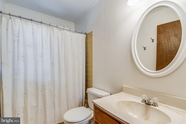 full bathroom with vanity, shower / bath combination with curtain, and toilet