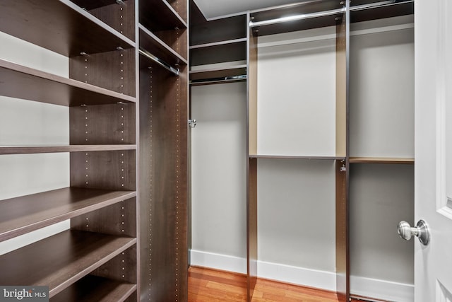 walk in closet featuring hardwood / wood-style flooring