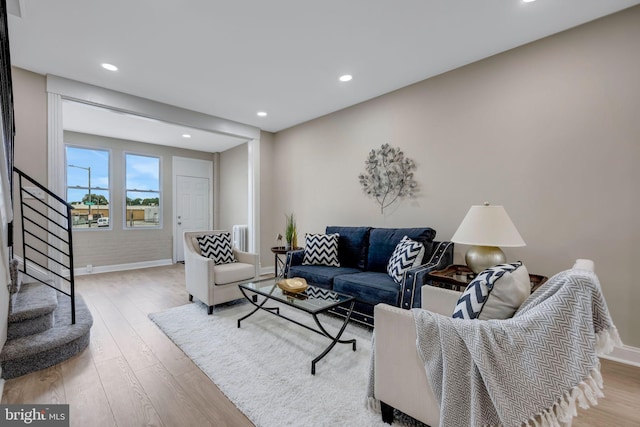 living room featuring light hardwood / wood-style floors