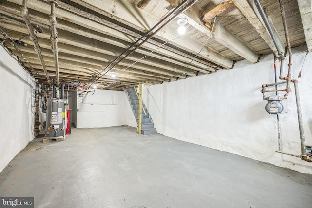 basement featuring gas water heater