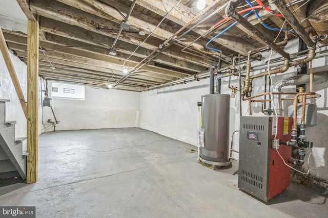 basement with gas water heater