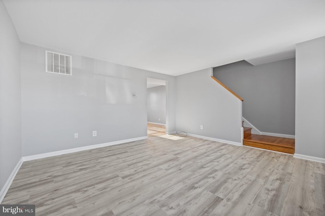 unfurnished living room featuring light wood-type flooring