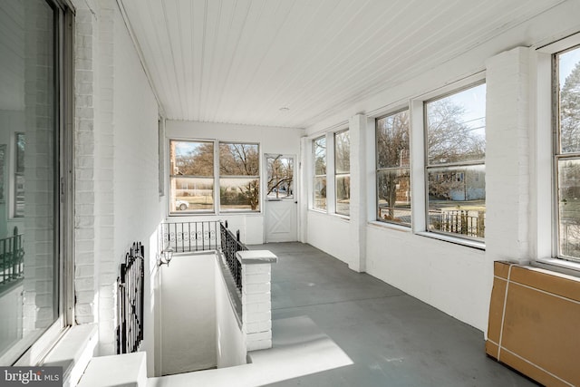 view of unfurnished sunroom