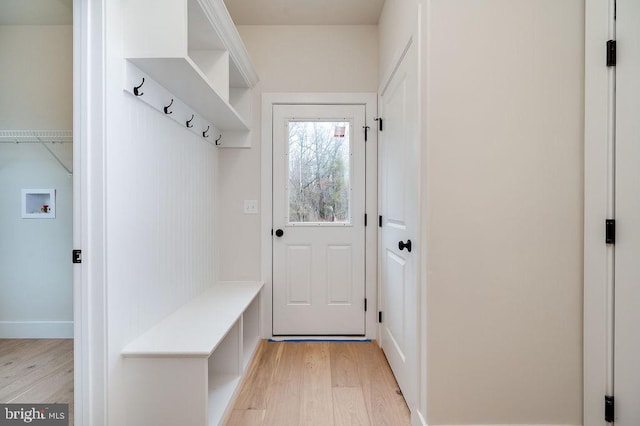 mudroom featuring light hardwood / wood-style floors