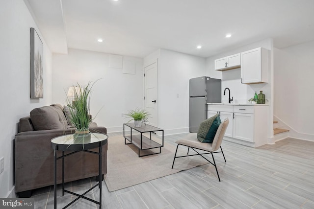 living room with sink