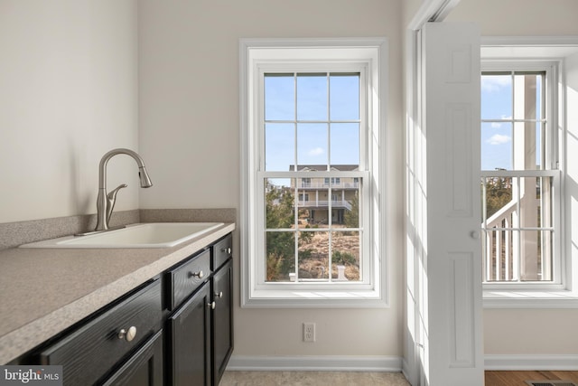 interior space with sink and a wealth of natural light