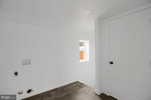 laundry room with washer hookup, dark wood-type flooring, and hookup for an electric dryer