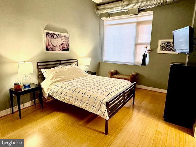 bedroom featuring light hardwood / wood-style flooring