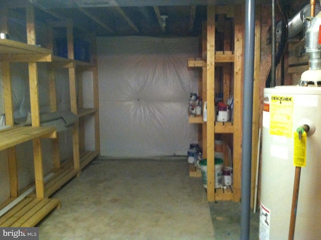 basement with gas water heater