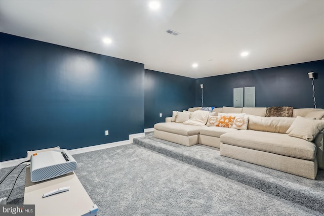 view of carpeted home theater