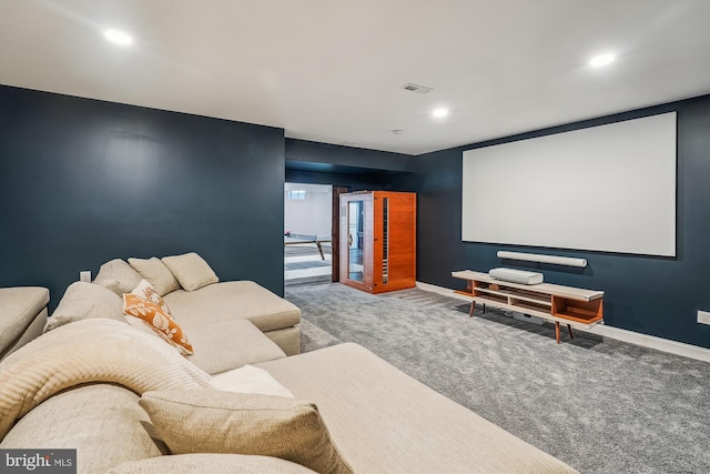 view of carpeted cinema room