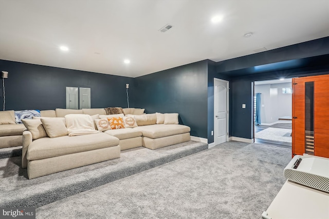 living room with carpet flooring