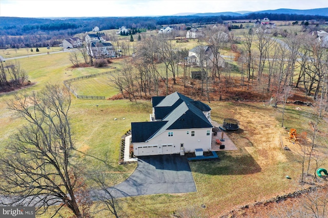 aerial view with a rural view and a mountain view